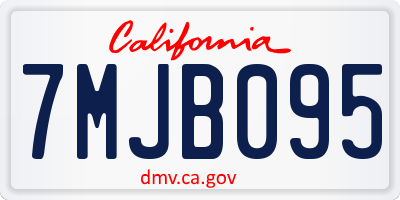 CA license plate 7MJB095