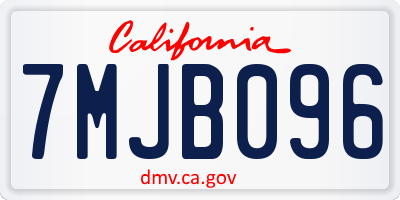 CA license plate 7MJB096