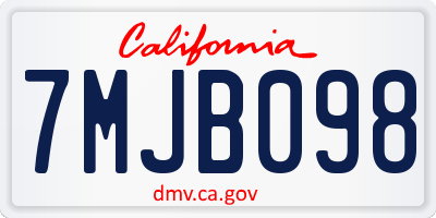 CA license plate 7MJB098
