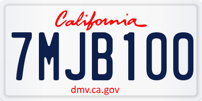 CA license plate 7MJB100