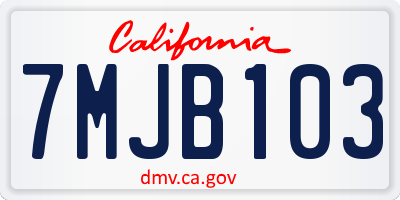 CA license plate 7MJB103