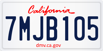 CA license plate 7MJB105