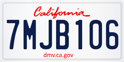 CA license plate 7MJB106