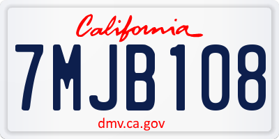 CA license plate 7MJB108