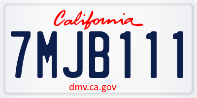 CA license plate 7MJB111