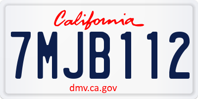 CA license plate 7MJB112