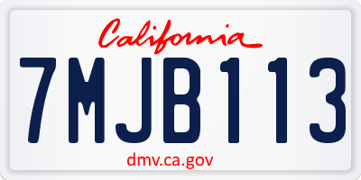 CA license plate 7MJB113