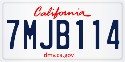 CA license plate 7MJB114