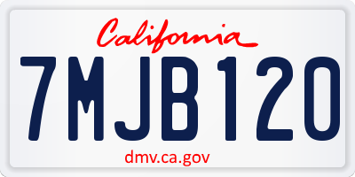 CA license plate 7MJB120
