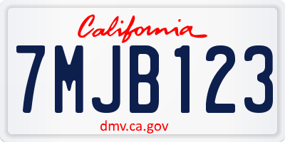 CA license plate 7MJB123
