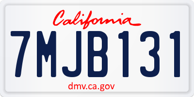 CA license plate 7MJB131