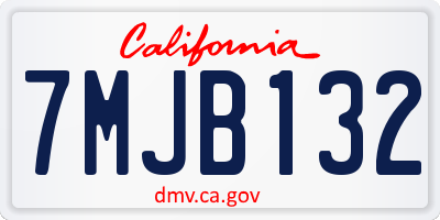 CA license plate 7MJB132