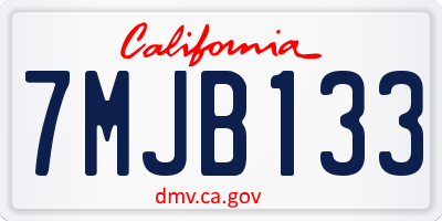 CA license plate 7MJB133