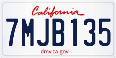 CA license plate 7MJB135