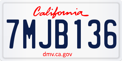 CA license plate 7MJB136