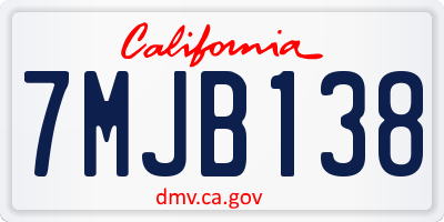 CA license plate 7MJB138