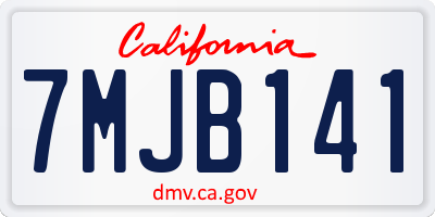 CA license plate 7MJB141