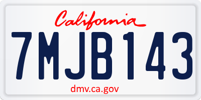 CA license plate 7MJB143