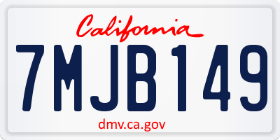 CA license plate 7MJB149