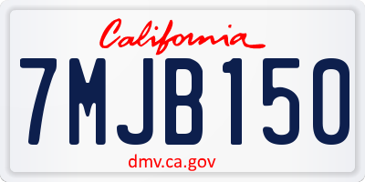 CA license plate 7MJB150