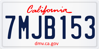 CA license plate 7MJB153