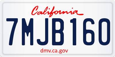 CA license plate 7MJB160