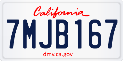 CA license plate 7MJB167