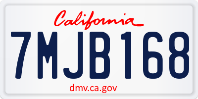 CA license plate 7MJB168