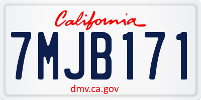 CA license plate 7MJB171