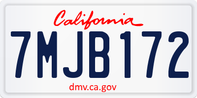 CA license plate 7MJB172
