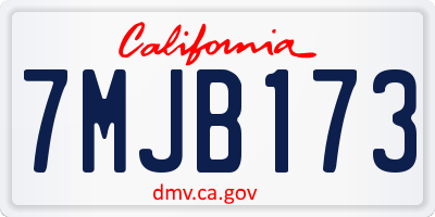 CA license plate 7MJB173