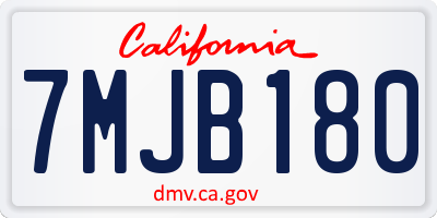 CA license plate 7MJB180