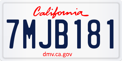CA license plate 7MJB181