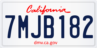 CA license plate 7MJB182