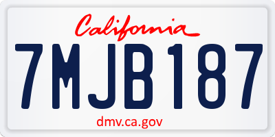 CA license plate 7MJB187
