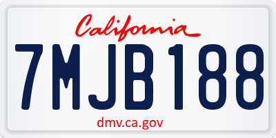 CA license plate 7MJB188