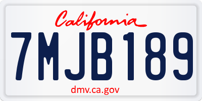 CA license plate 7MJB189