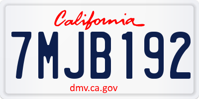CA license plate 7MJB192