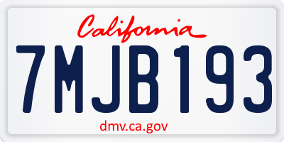 CA license plate 7MJB193