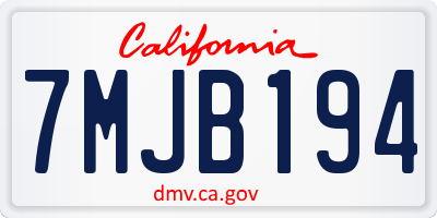 CA license plate 7MJB194