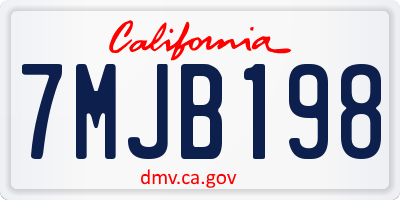 CA license plate 7MJB198