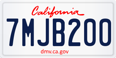 CA license plate 7MJB200
