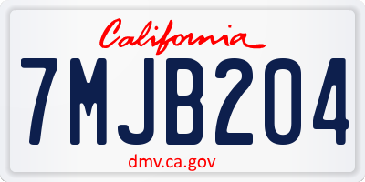 CA license plate 7MJB204