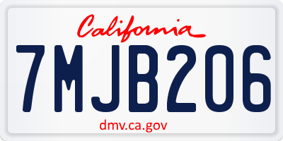 CA license plate 7MJB206