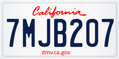 CA license plate 7MJB207