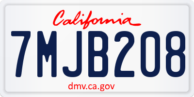 CA license plate 7MJB208