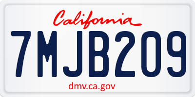 CA license plate 7MJB209