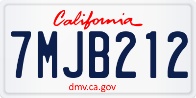CA license plate 7MJB212