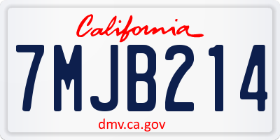 CA license plate 7MJB214