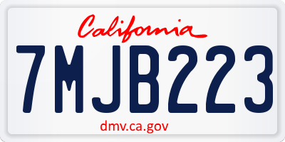 CA license plate 7MJB223